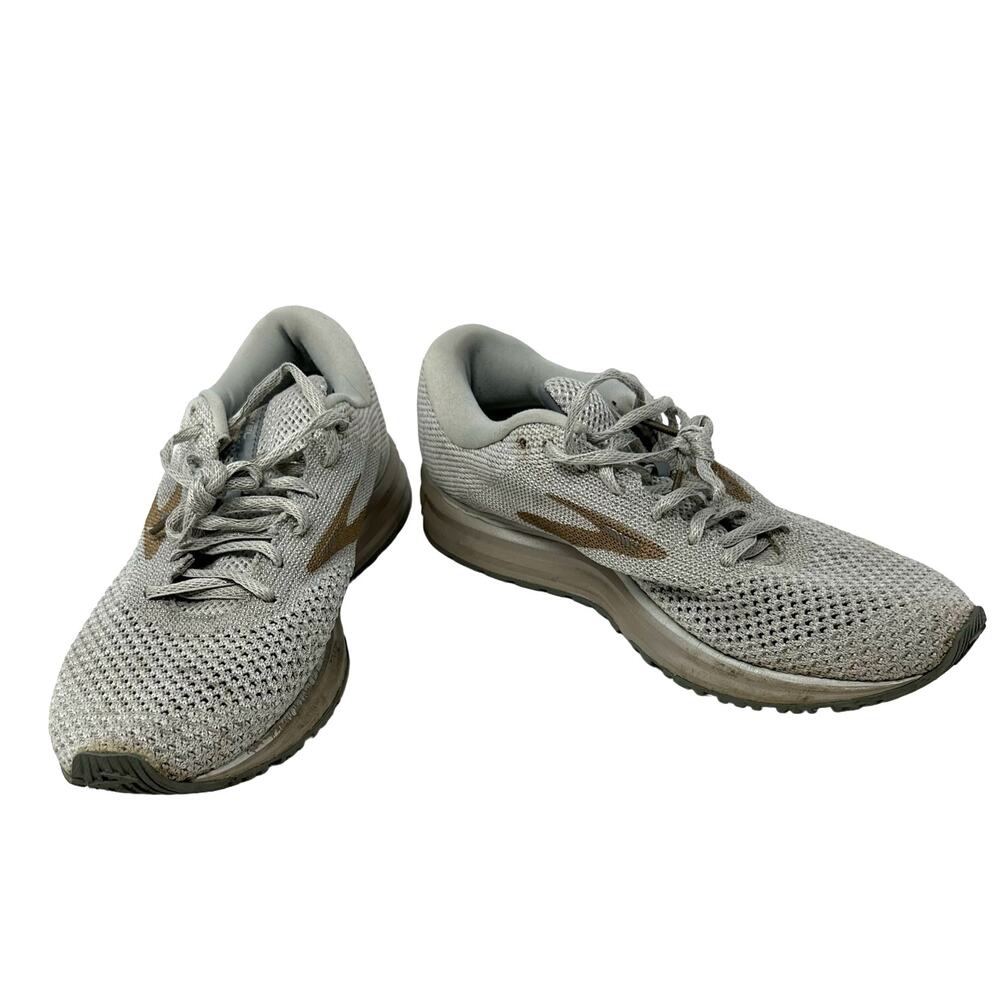 Brooks Size 11 Sneaker Silver White Mesh Revel 2 Running Lace Up Athleticwear